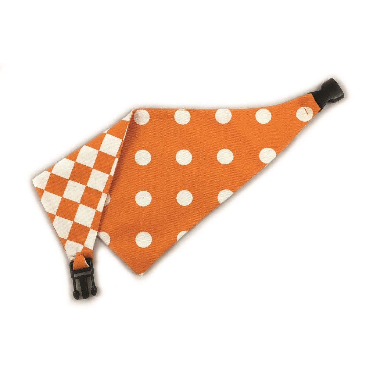 Orange Checkerboard & Polka Dot Reversible Clip-on Dog Bandana ...